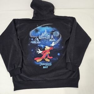 Disney Black Hoodie with Mickey Mouse & Castle Design Unisex Small by Hanes